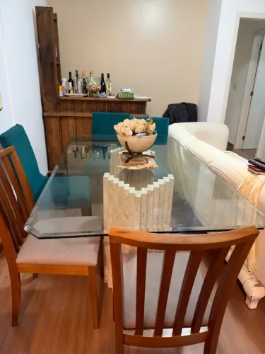 Mesa de jantar 8 lugares vidro temperado 10 mim