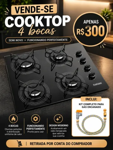 FOGÃO COOKTOP ITATIAIA - 4 BOCAS