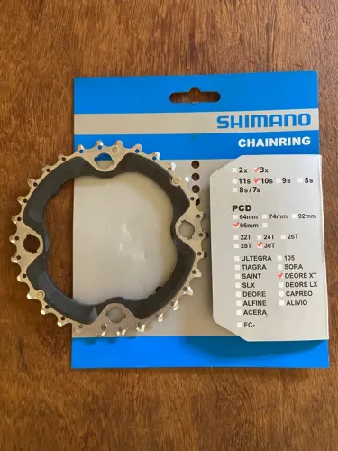 Folha de Coroa Shimano XT FC-M782 30 d 96mm Novo