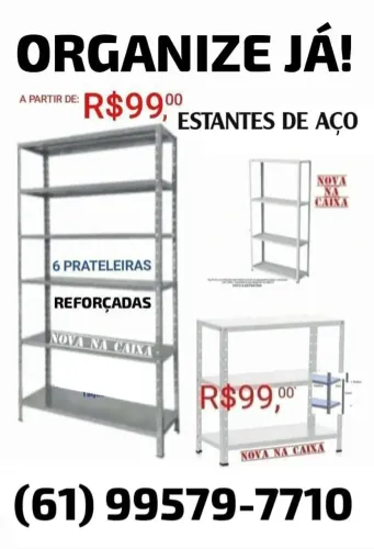 R$99 - Estantes de Aço / Ferro (Novas) a partir de R$99,00