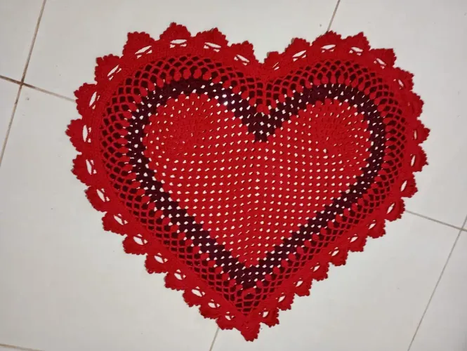 Tapete de coração croche