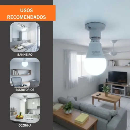 2 Lâmpadas LED Bulbo Foxlux 9W 3000K Branco Quente E27 Bivolt Econômica Iluminação Aconche