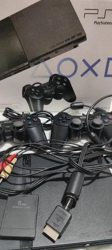 PlayStation 2 PS2 Slim Original + 2 Controles + Memory Card 8MB + Caixa Sony Original