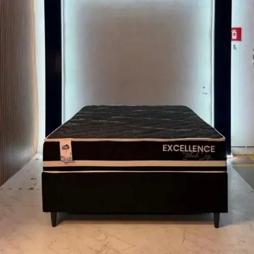 Cama Box Casal Excellence Black Ley Colchões - Base + Colchão Molas Ensacadas Individuais