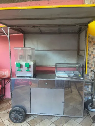 Carrinho de Lanche Inox + Refresqueira IBBL + Estufa