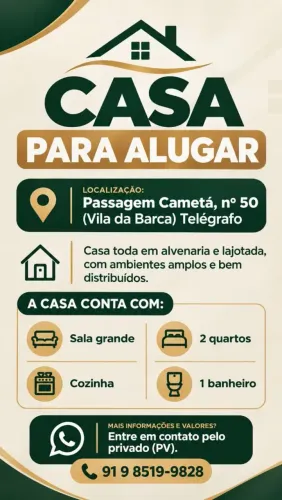 Casa para alugar em vila. Vila da barca