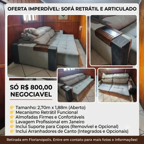 Sofá 2,70m Retrátil à Venda - Floripa