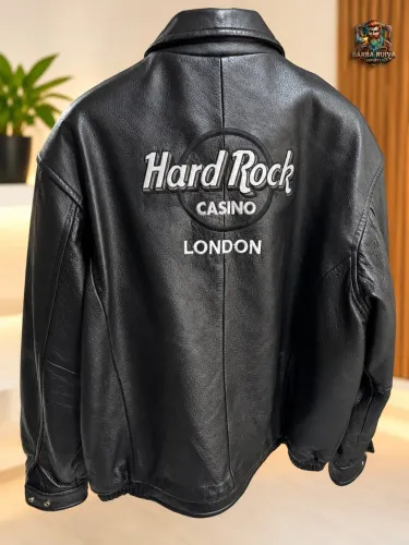 Jaqueta Hard Rock Casino London Vintage 100% Couro Legítimo XL - Rara