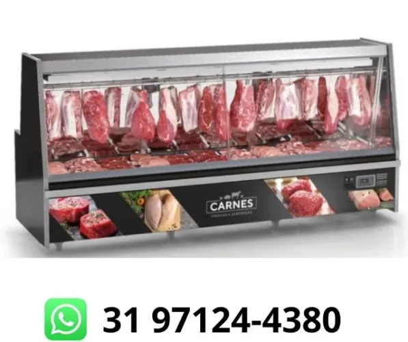 Balcão de Carne 3M Preto Vidro Reto Gelopar