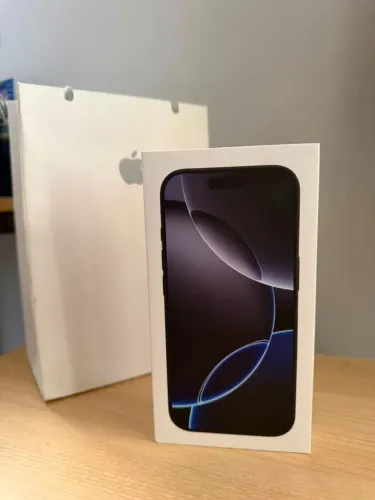Caixa iPhone 16 Pro (Vazia) com Manuais + Sacola Apple Original