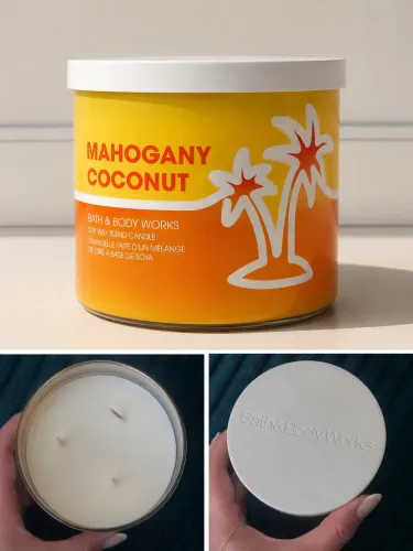 Vela Bath & Body Works Original 3 Pavios - Mahogany Coconut - Nova