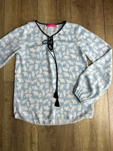 camisa infantil brooksfield de crepe de seda, tamanho p (8 anos), na cor azul claro com es
