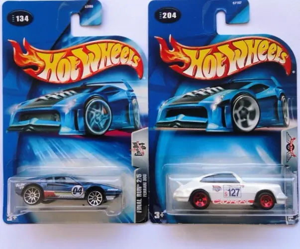 hot wheels dupla ferrari 308 + porsche 911 carrera final run molde descontinuado antigo
