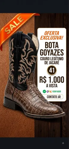 BOTA GOYAZES 41 COURO JACARÉ