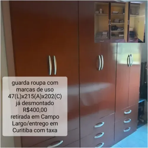 Guarda roupas 6 portas 9 gavetas já desmontado - retirada em Campo Largo