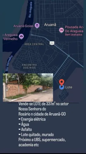 VENDE-SE LOTE EM ARUANÃ RIO ARAGUAIA