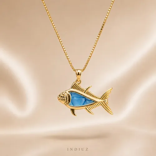 Pingente Peixe com pedra , semi joia 