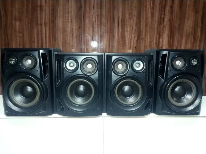 Conjuto de 4 Caixas de Som Aiwa (Reformadas em MDF Preto) 