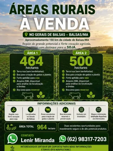 Áreas rurais total 1035 há. 20mil o hectares. 