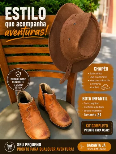 Conjunto bota e chapéu