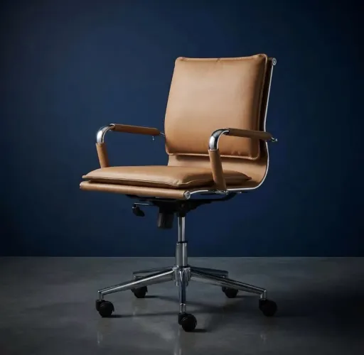 Cadeira De Escritório Office Valencia Pu Baixa Rivatti Cor Nude nova original