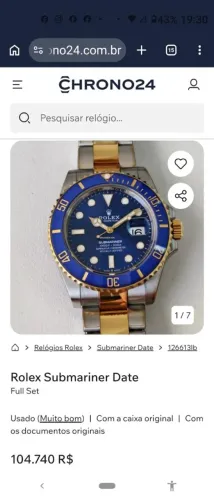 Rolex Submariner Date 16613 relógio de aço azulado e ouro amarelo 18K