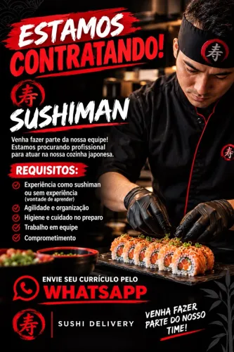 Vaga para auxiliar de Sushimam