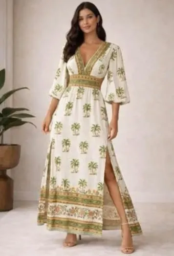 vestido farm midi luna estampado