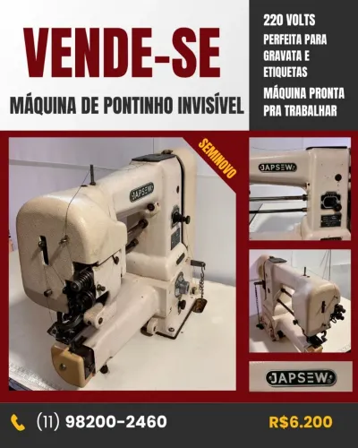 Máquina de Costura Ponto Invisível Japsew Semi-Nova