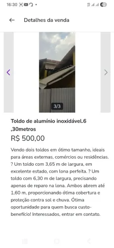 Toldo venda