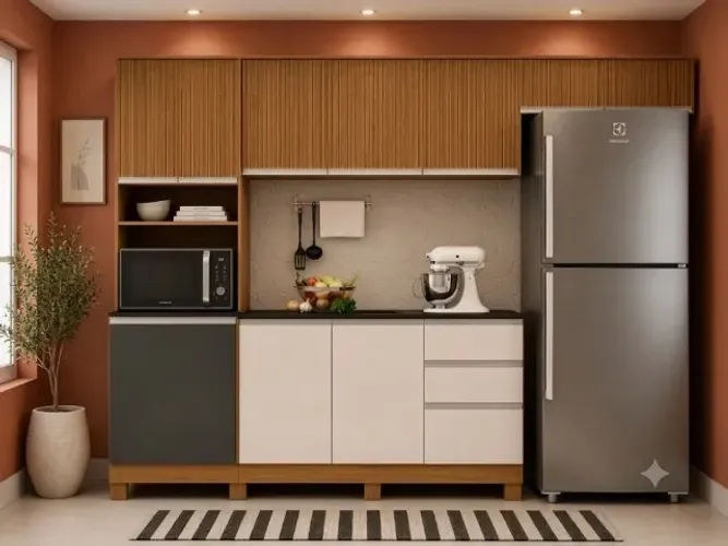 Cozinha Compacta Paris Poliman 9 Portas | Completa
