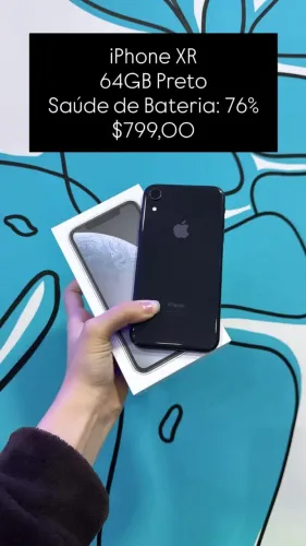 Seminovo: iPhone XR 64GB / Preto / Saude de Bateria 76% - Loja Fisica