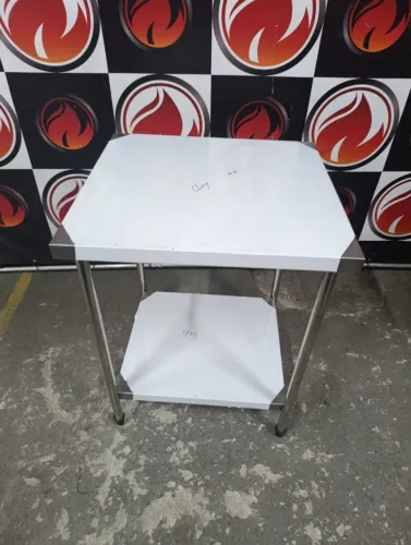 Mesa 70x65x90 lisa com prateleira inferior toda no aço inox 430 nova