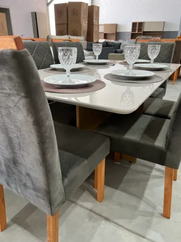 Mesa com Vidro e 6 Cadeiras MOSTRUÁRIO ULTIMA PEÇA