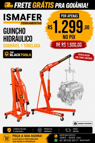 Guincho Girafa Hidráulico 1 Ton Dobrável The Black Tools - FRETE GRÁTIS PARA GOIÂNIA