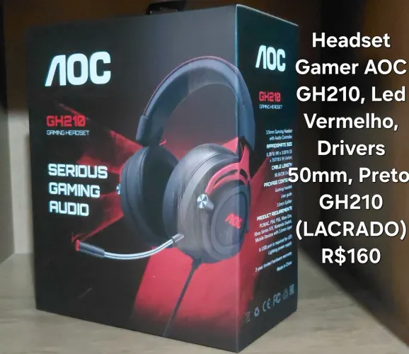 Headset Gamer AOC GH210 c/Led vermelho (LACRADO)