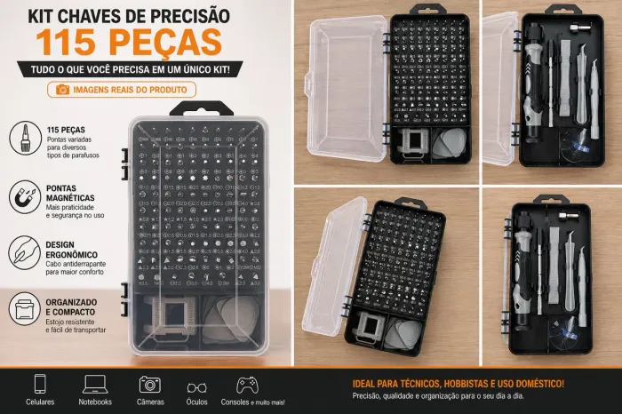 Conjunto de chaves de precisão de 115 peças novo!