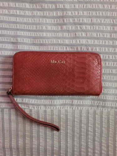 Carteira mr cat vermelha em couro legítimo