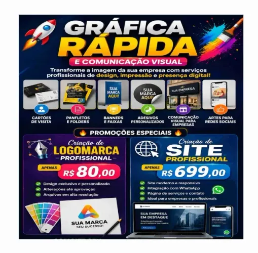 Gráfica rápida, comunicação visual e design logomarca