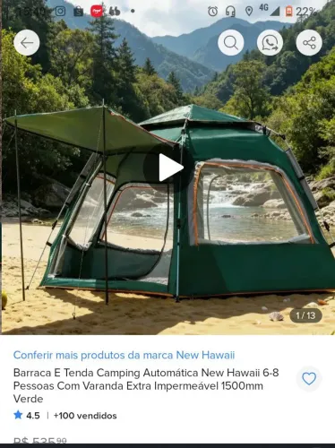 Vendo barraca de camping até 8 pessoas
