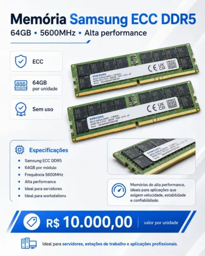 Memória RAM Samsung ECC DDR5 64GB 5600MHz - Servidor / Workstation