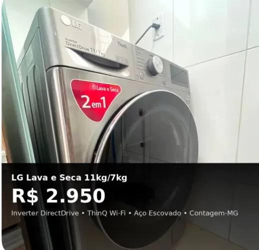 LG Lava e Seca Smart VC4 11KG - Aço Escovado - Seminova Impecável (REDUÇÃO DE VALOR)