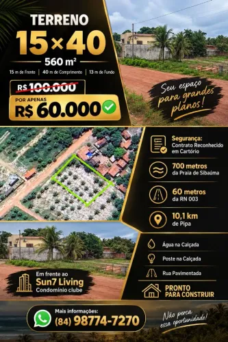 Terreno na Praia do Sibaúma ao Lado de Pipa