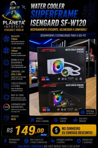 Water Cooler SuperFrame ARGB de 120mm " Produto novo " ( com garantia )