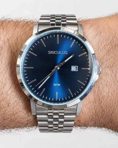 RELÓGIO SECULUS AZUL - PULSEIRA JUBILEE
