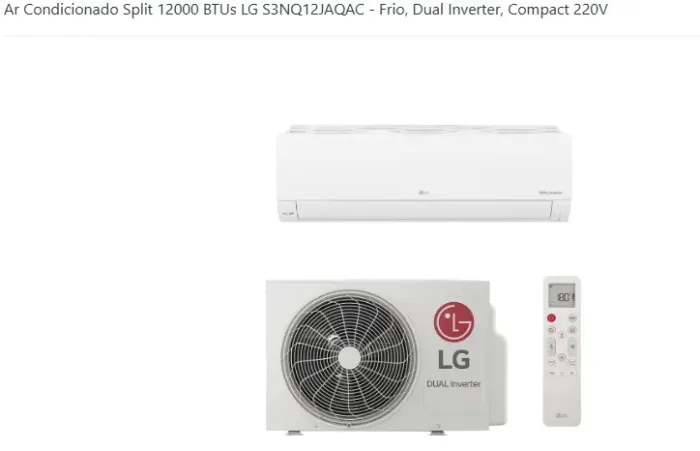 Ar Condicionado Split LG Dual Inverter 12.000 BTUs - Frio | 220V