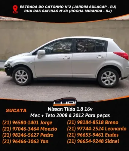 Nissan Tiida 1.8 16v Mec + Teto 2008 à 2012 Para peças