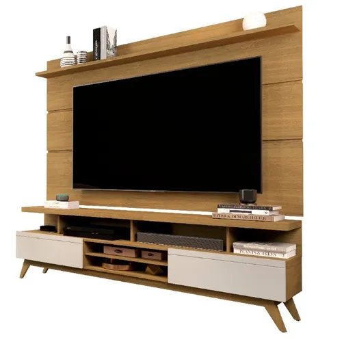 Conjunto Rack + Painel Alice 1,80m Retrô Com Pés em Madeira! Frete + Montagem Grátis!