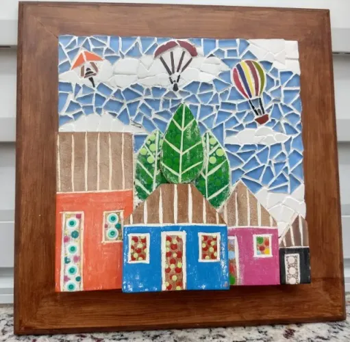 Quadro Paisagem Urbana em Mosaico, 3D