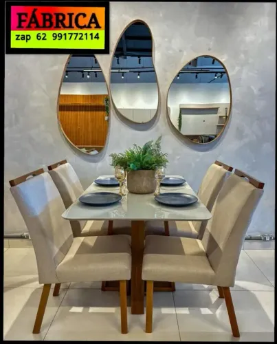 PROMOÇÃO MESA DE JANTAR TAMPO EM VIDRO